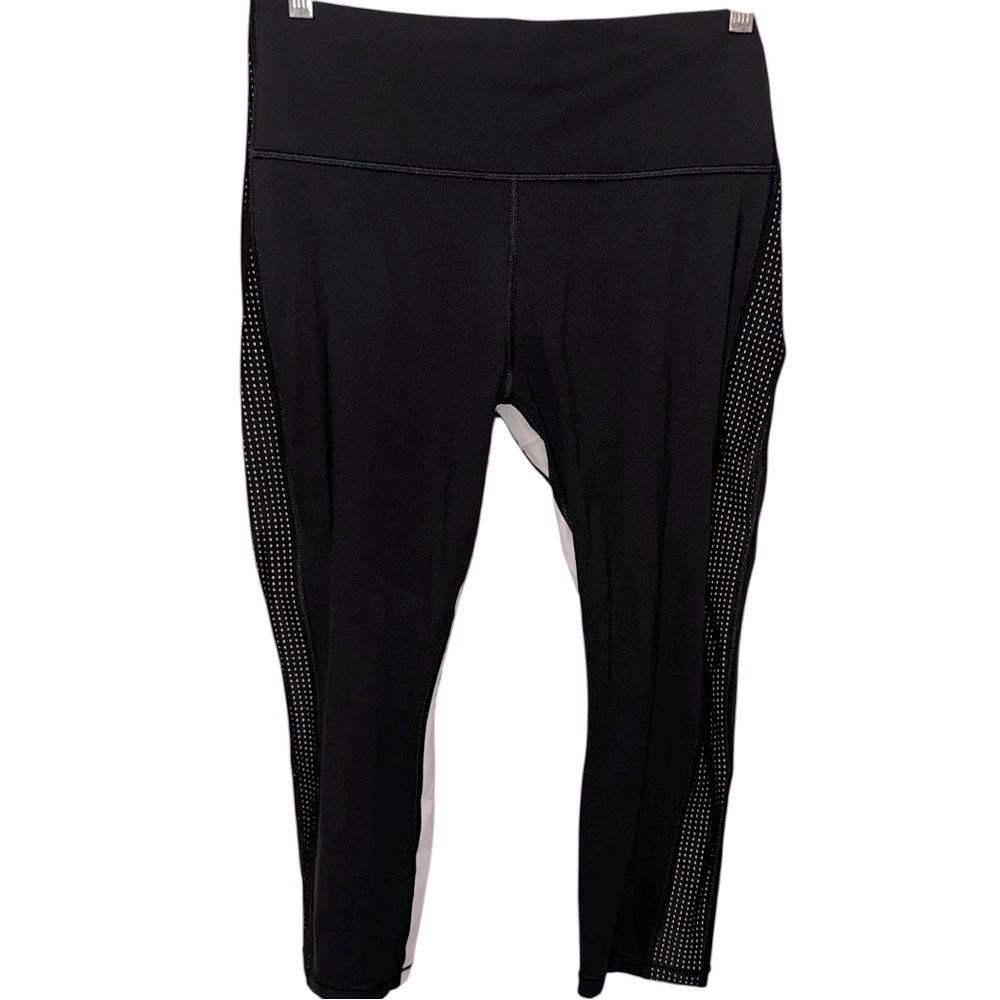 EUC Athleta Black Leggings with White Detail